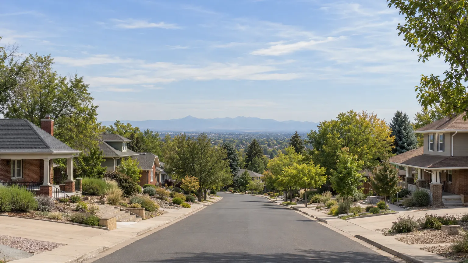Typical neighborhood street in the Denver area
